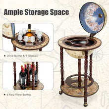 Load image into Gallery viewer, 17&quot; Italian Style Wooden Globe Liquor Bottle Wine Rack
