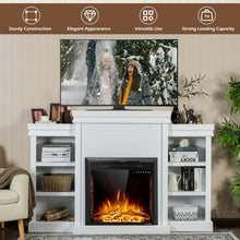 Load image into Gallery viewer, 70&quot; Modern Fireplace Media Entertainment Center with Bookcase-White
