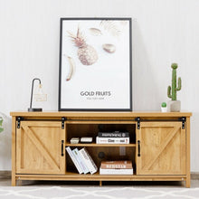Load image into Gallery viewer, TV Stand with Cabinet Sliding Barn Door -Golden
