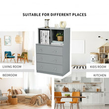 Load image into Gallery viewer, 3 Drawer Dresser with Cubbies Storage Chest for Bedroom Living Room-Gray
