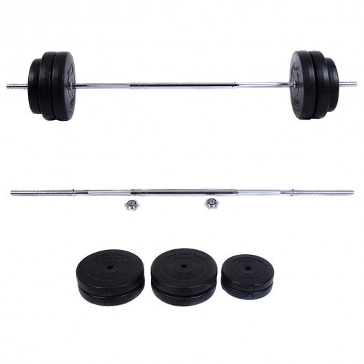124 lbs Lifting Exercise Curl Bar Barbell Weight Set