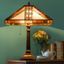 Load image into Gallery viewer, Tiffany-Style 2-Light Table Lamp w/ 16" Glass Lampshade
