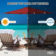 Load image into Gallery viewer, 10FT Patio Solar Umbrella LED Patio Market Steel Tilt W/ Crank Outdoor New-Burgundy
