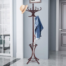 Load image into Gallery viewer, Wood Standing Hat Coat Rack with Umbrella Stand-Brown

