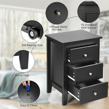 Load image into Gallery viewer, 2 pcs Nightstand End Beside Table Drawers-Black

