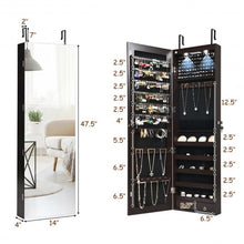 Load image into Gallery viewer, Wall and Door Mounted Mirrored Jewelry Cabinet with Lights-Brown
