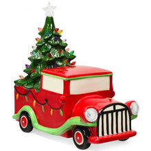 Load image into Gallery viewer, Pre-Lit Vintage Tabletop Ceramic Tree and Truck Battery
