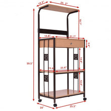 Load image into Gallery viewer, 3-tier Iron Frame Rolling Kitchen Storage Cart w/ Electric Outlet
