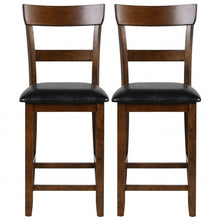 Load image into Gallery viewer, 2Pcs Counter Height Chair Set with Leather Seat and Rubber Wood Legs
