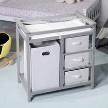 Load image into Gallery viewer, Infant Diaper Changing Storage Table with Hamper &amp; 3 Baskets
