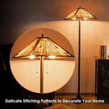 Load image into Gallery viewer, Tiffany-Style 2 Light Floor Lamp with 18" Stained Glass Shade
