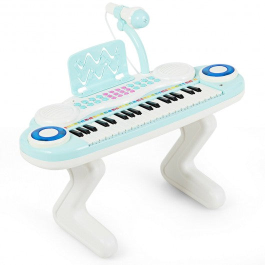 37-key Kids Toy Keyboard Piano with Microphone-Blue