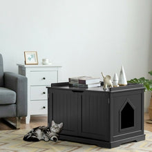 Load image into Gallery viewer, Cat Litter Box Wooden Enclosure Pet House Sidetable Washroom-Black
