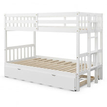 Load image into Gallery viewer, Twin Pull-Out Bunk Bed with Trundle Wooden Ladder-White
