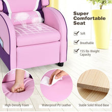 Load image into Gallery viewer, Kids Leather Recliner Chair with Side Pockets-Pink
