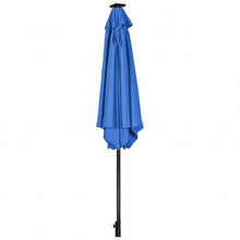 Load image into Gallery viewer, 9&#39; Solar LED Lighted Patio Market Umbrella Tilt Adjustment Crank Lift -Blue
