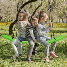 Load image into Gallery viewer, Saucer Tree Swing Surf Kids Outdoor Adjustable Oval Platform Set w/Handle-Green
