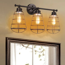 Load image into Gallery viewer, 3-Light Vanity Lamp Bathroom Fixture with Metal Wire Cage
