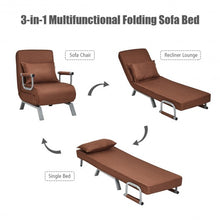Load image into Gallery viewer, Folding 5 Position Convertible Sleeper Bed Armchair Lounge Couch w/Pillow-Coffee
