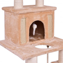 Load image into Gallery viewer, 52&quot; Tower Condo Scratching Post Cat Tree w/ Rope and Mouse-Beige

