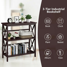 Load image into Gallery viewer, 3-Tier Bookshelf Wooden Open Storage Bookcase for Home Office-Coffee
