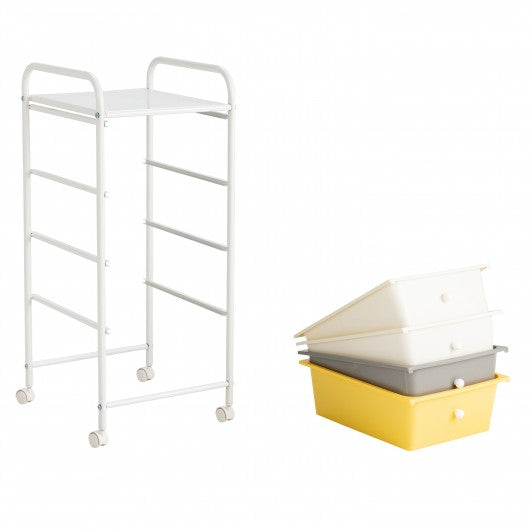 4-Drawer Cart Storage Bin Organizer Rolling with Plastic Drawers-Yellow