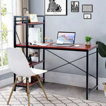Load image into Gallery viewer, 47.5&quot; Writing Study Computer Desk with 4-Tier Shelves-Coffee
