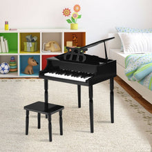 Load image into Gallery viewer, 30-Key Wood Toy Kids Grand Piano with Bench &amp; Music Rack-Black
