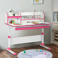 Load image into Gallery viewer, Adjustable Height Study Desk with Drawer and Tilted Desktop for School and Home-Pink
