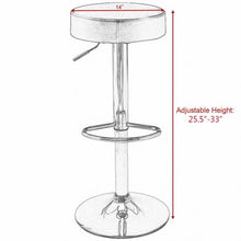 Load image into Gallery viewer, Set of 2 Adjustable Round PU Leather Swivel Barstool with Chrome Footrest-White
