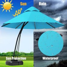 Load image into Gallery viewer, 11 Feet Outdoor Cantilever Hanging Umbrella with Base and Wheels-Turquoise
