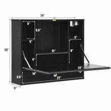 Load image into Gallery viewer, Wall Mounted Folding Laptop Desk Hideaway Storage with Drawer-Black
