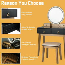 Load image into Gallery viewer, Makeup Vanity Table Set 3 Color Lighting Dressing Table-Black
