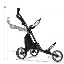 Load image into Gallery viewer, Folding 3 Wheels Golf Push Cart with Bag Scoreboard Adjustable Handle -Gray
