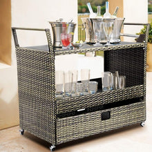 Load image into Gallery viewer, Rolling Portable Rattan Wicker Kitchen Trolley Cart

