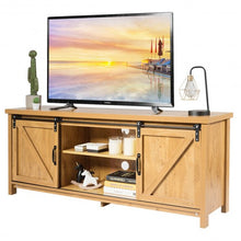 Load image into Gallery viewer, TV Stand with Cabinet Sliding Barn Door -Golden

