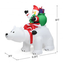 Load image into Gallery viewer, 6.5 ft Christmas Inflatable Santa Riding Polar Bear with Shaking Head LED Lights
