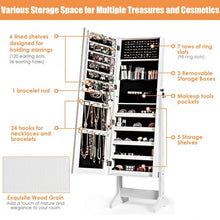 Load image into Gallery viewer, Standing Jewelry Armoire Cabinet with Full Length Mirror-White

