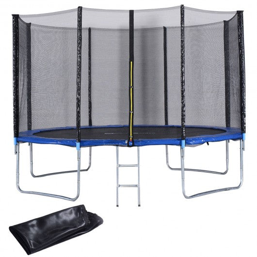 12' Trampoline with Net Ladder & Rain Cover