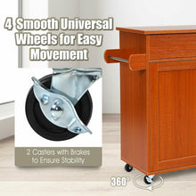 Load image into Gallery viewer, Rolling Kitchen Island Cart with Towel and Spice Rack-Cherry
