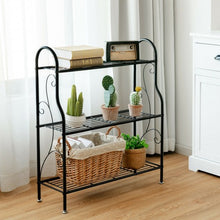 Load image into Gallery viewer, 3-Tier Scrollwork Designed Metal Plant Stand-Black
