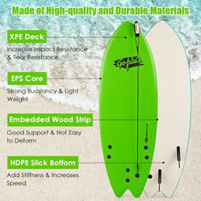 Load image into Gallery viewer, 5&#39;5&quot; Ocean Foamie SurfBoard  with Rope and 3 Fins-Green
