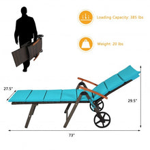 Load image into Gallery viewer, Outdoor Chaise Lounge Chair Rattan Lounger Recliner Chair-Turquoise
