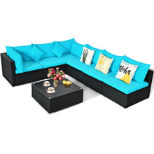 Load image into Gallery viewer, 7-Piece Outdoor Wicker Patio Sofa Set-Turquoise
