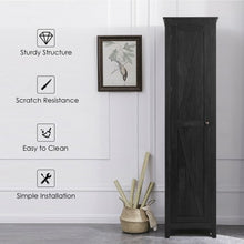 Load image into Gallery viewer, Linen Tower Bathroom Storage Cabinet Tall Slim Side Organizer with Shelf-Black
