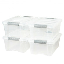 Load image into Gallery viewer, 4-Pack 13 Quart Plastic Storage Bin Box Stack Containers with Handles
