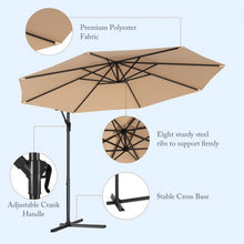 Load image into Gallery viewer, 10&#39; Patio Outdoor Sunshade Hanging Umbrella without Weight Base-Beige
