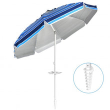 Load image into Gallery viewer, 7.2 FT Portable Outdoor Beach Umbrella with Sand Anchor and Tilt Mechanism for  Poolside and Garden-Navy
