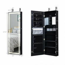 Load image into Gallery viewer, Door Wall Mount Touch Screen Mirrored Jewelry Cabinet-Black
