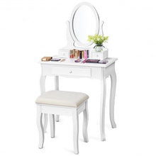 Load image into Gallery viewer, White Simple Vanity Makeup Table with Mirror + 3 Drawers
